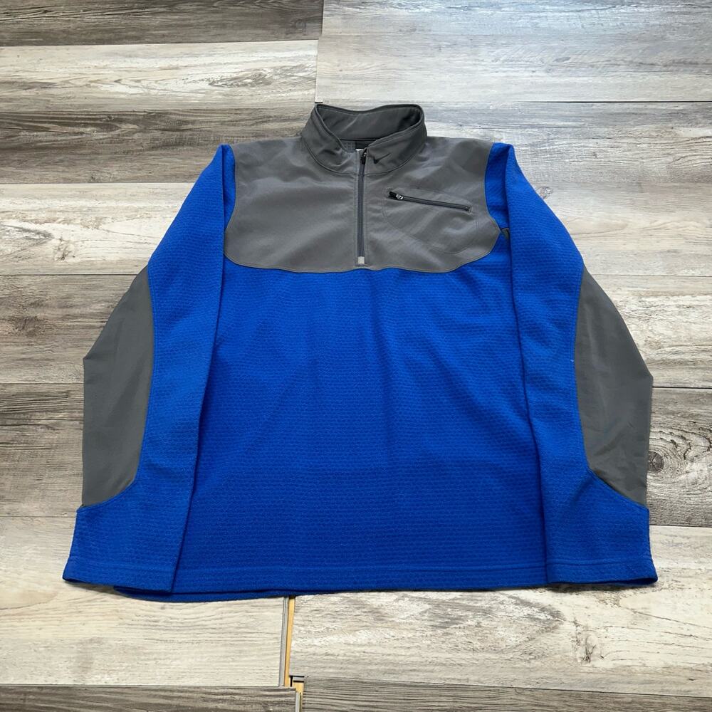 Nike Sphere Thermal Pullover Jacket Blue Grey Mens L Performance Running Swoosh